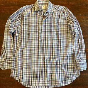 David Donahue Men's Checkered Shirt in Blue and Purple